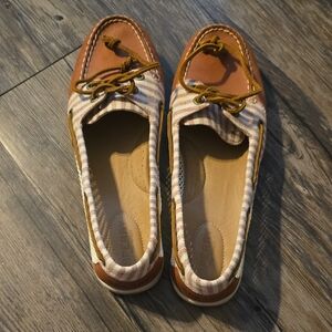 Sperry Top Sider Brown and Tan Flats with Moccasin Toe 9.5M